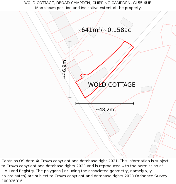 WOLD COTTAGE, BROAD CAMPDEN, CHIPPING CAMPDEN, GL55 6UR: Plot and title map