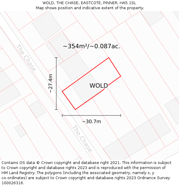 WOLD, THE CHASE, EASTCOTE, PINNER, HA5 1SL: Plot and title map