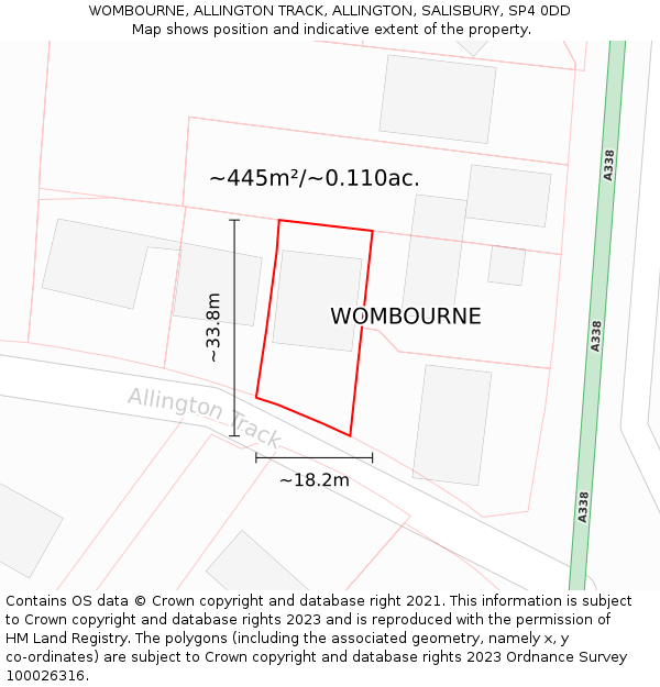 WOMBOURNE, ALLINGTON TRACK, ALLINGTON, SALISBURY, SP4 0DD: Plot and title map