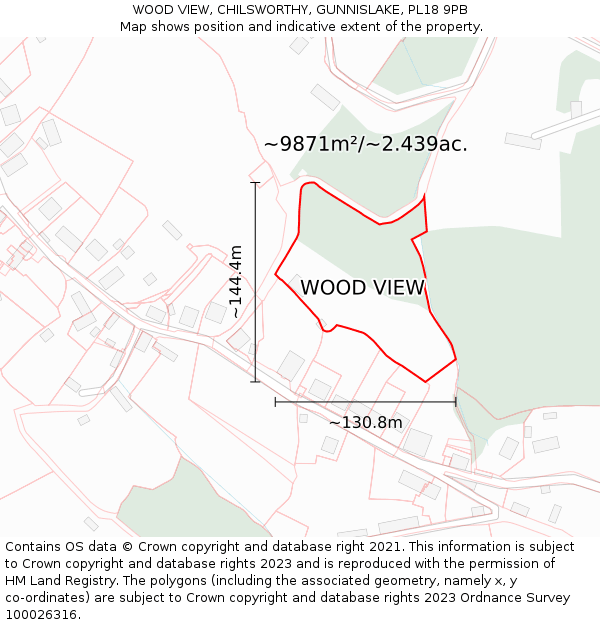 WOOD VIEW, CHILSWORTHY, GUNNISLAKE, PL18 9PB: Plot and title map