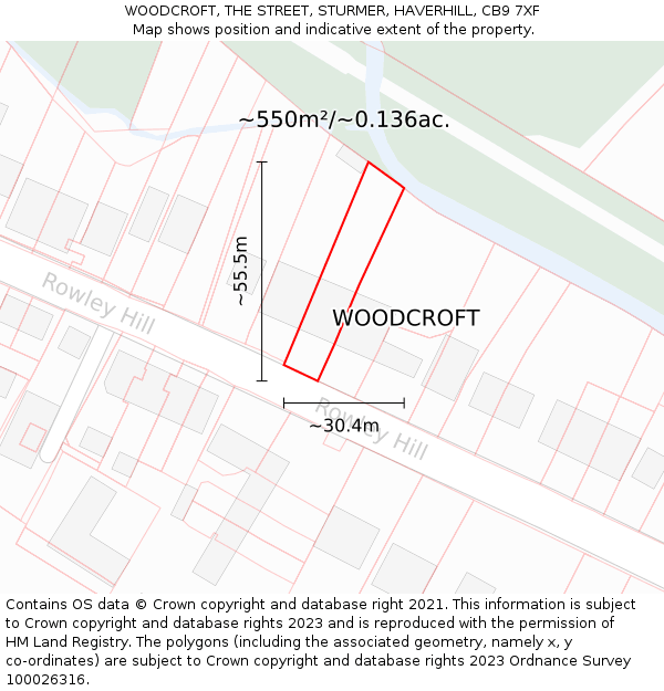 WOODCROFT, THE STREET, STURMER, HAVERHILL, CB9 7XF: Plot and title map