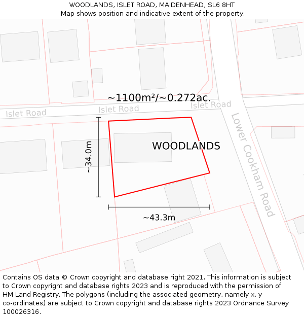 WOODLANDS, ISLET ROAD, MAIDENHEAD, SL6 8HT: Plot and title map