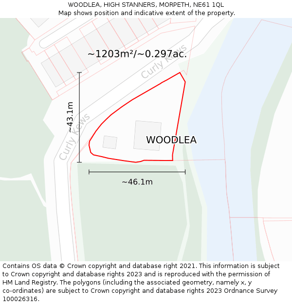 WOODLEA, HIGH STANNERS, MORPETH, NE61 1QL: Plot and title map