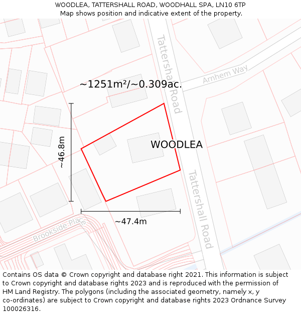 WOODLEA, TATTERSHALL ROAD, WOODHALL SPA, LN10 6TP: Plot and title map