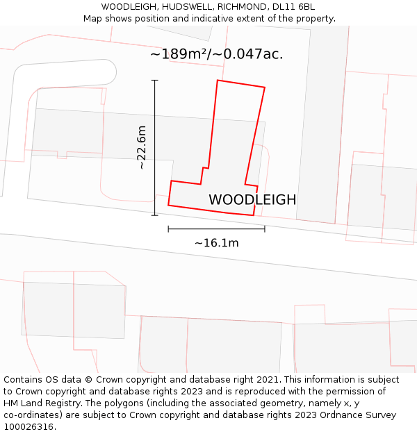 WOODLEIGH, HUDSWELL, RICHMOND, DL11 6BL: Plot and title map