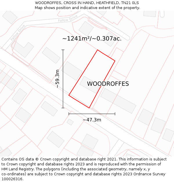 WOODROFFES, CROSS IN HAND, HEATHFIELD, TN21 0LS: Plot and title map