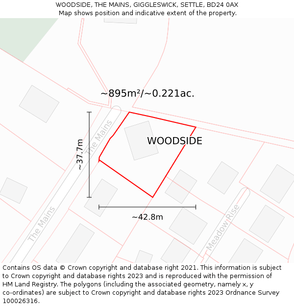 WOODSIDE, THE MAINS, GIGGLESWICK, SETTLE, BD24 0AX: Plot and title map