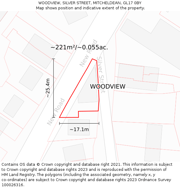 WOODVIEW, SILVER STREET, MITCHELDEAN, GL17 0BY: Plot and title map