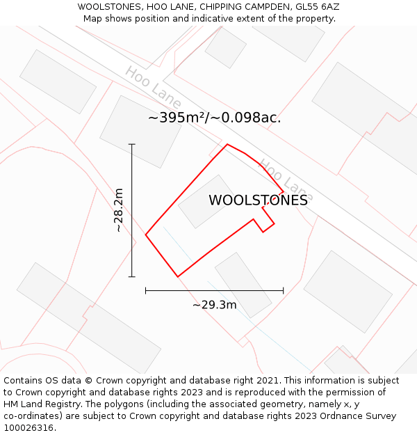 WOOLSTONES, HOO LANE, CHIPPING CAMPDEN, GL55 6AZ: Plot and title map