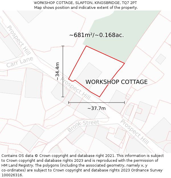 WORKSHOP COTTAGE, SLAPTON, KINGSBRIDGE, TQ7 2PT: Plot and title map