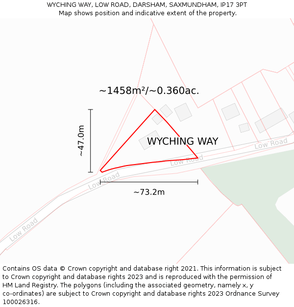 WYCHING WAY, LOW ROAD, DARSHAM, SAXMUNDHAM, IP17 3PT: Plot and title map