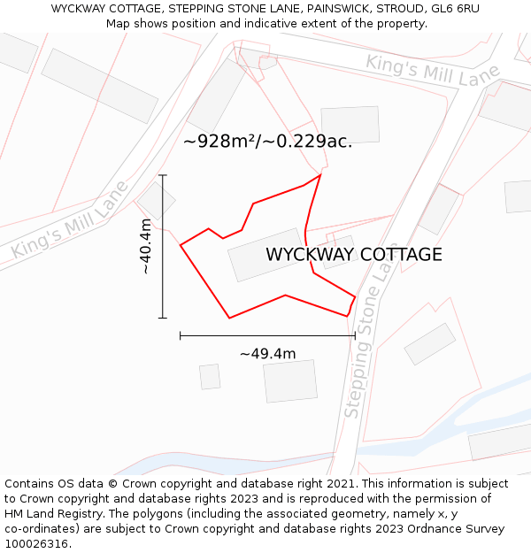 WYCKWAY COTTAGE, STEPPING STONE LANE, PAINSWICK, STROUD, GL6 6RU: Plot and title map