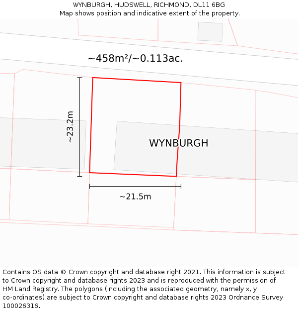 WYNBURGH, HUDSWELL, RICHMOND, DL11 6BG: Plot and title map