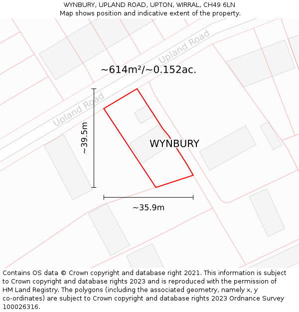 WYNBURY, UPLAND ROAD, UPTON, WIRRAL, CH49 6LN: Plot and title map