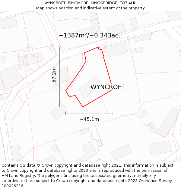 WYNCROFT, RINGMORE, KINGSBRIDGE, TQ7 4HL: Plot and title map