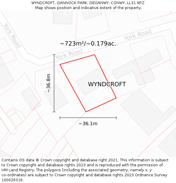 WYNDCROFT, GANNOCK PARK, DEGANWY, CONWY, LL31 9PZ: Plot and title map