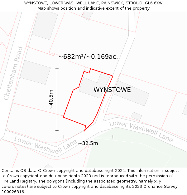 WYNSTOWE, LOWER WASHWELL LANE, PAINSWICK, STROUD, GL6 6XW: Plot and title map