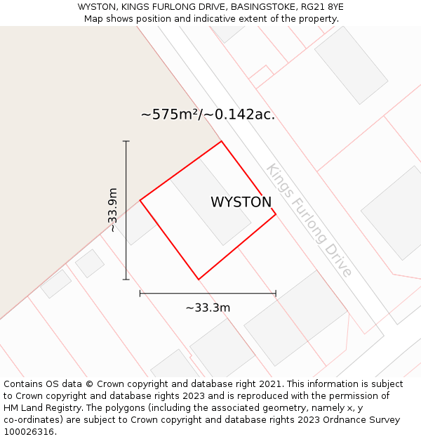 WYSTON, KINGS FURLONG DRIVE, BASINGSTOKE, RG21 8YE: Plot and title map