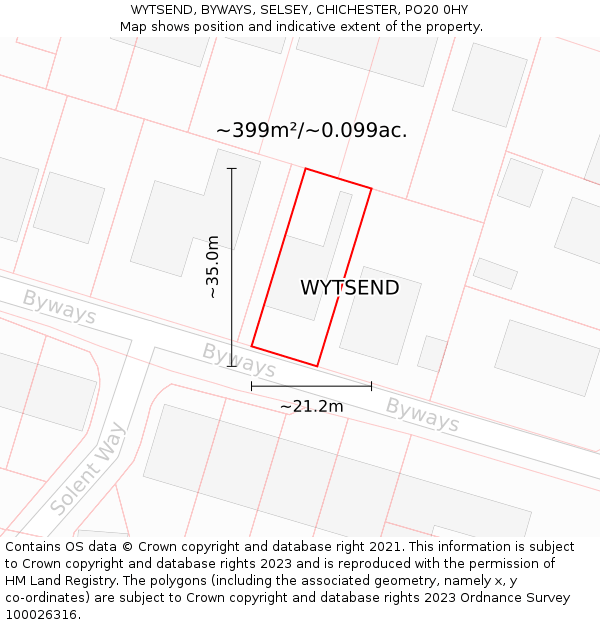 WYTSEND, BYWAYS, SELSEY, CHICHESTER, PO20 0HY: Plot and title map