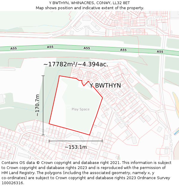Y BWTHYN, WHINACRES, CONWY, LL32 8ET: Plot and title map