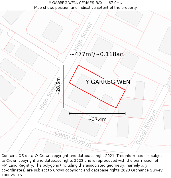 Y GARREG WEN, CEMAES BAY, LL67 0HU: Plot and title map