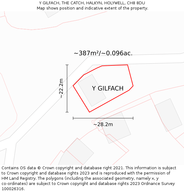Y GILFACH, THE CATCH, HALKYN, HOLYWELL, CH8 8DU: Plot and title map