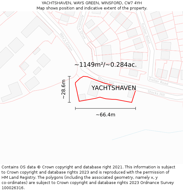 YACHTSHAVEN, WAYS GREEN, WINSFORD, CW7 4YH: Plot and title map