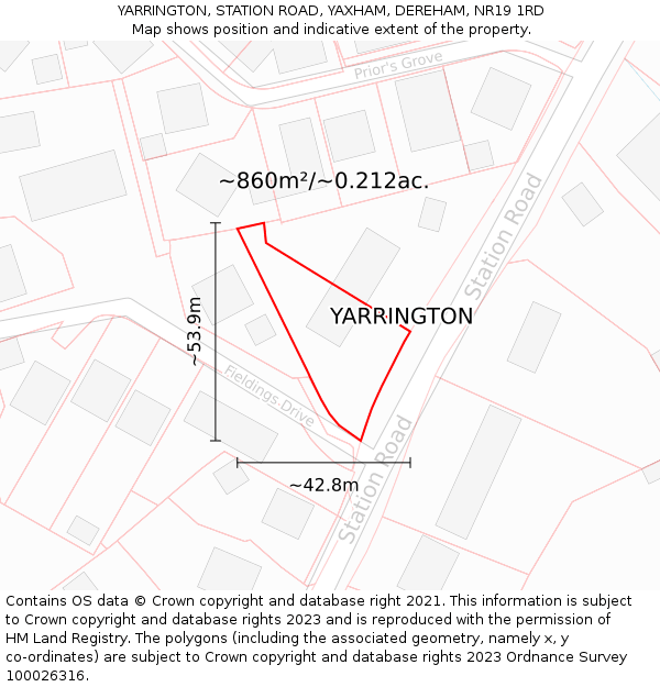 YARRINGTON, STATION ROAD, YAXHAM, DEREHAM, NR19 1RD: Plot and title map