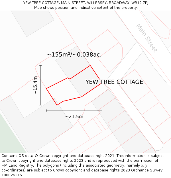 YEW TREE COTTAGE, MAIN STREET, WILLERSEY, BROADWAY, WR12 7PJ: Plot and title map