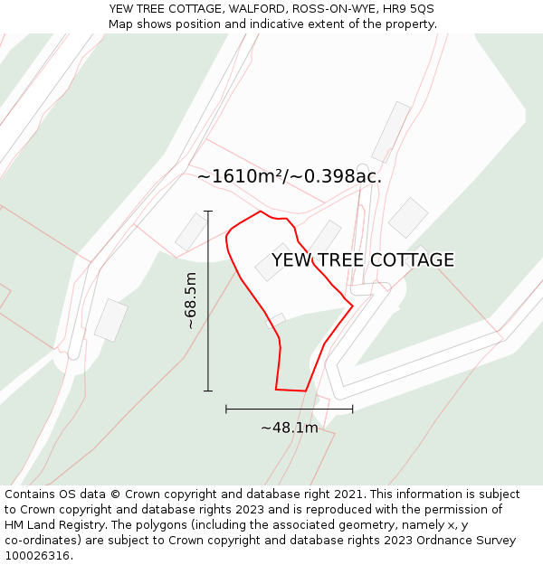 YEW TREE COTTAGE, WALFORD, ROSS-ON-WYE, HR9 5QS: Plot and title map