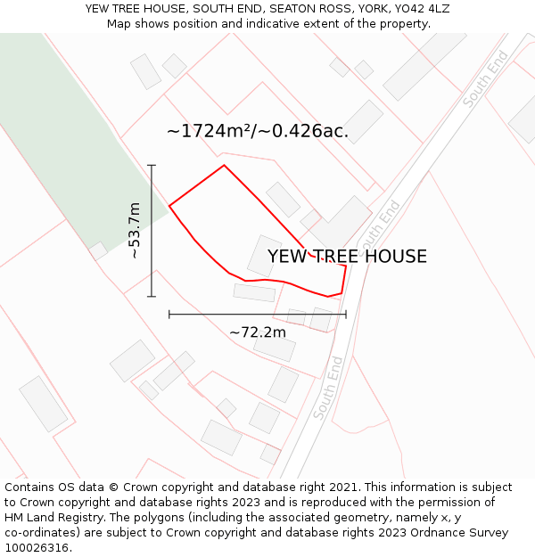 YEW TREE HOUSE, SOUTH END, SEATON ROSS, YORK, YO42 4LZ: Plot and title map