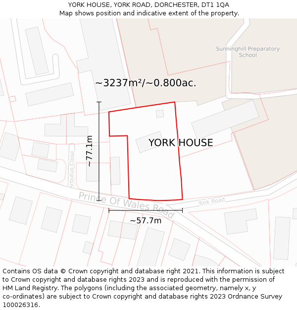 YORK HOUSE, YORK ROAD, DORCHESTER, DT1 1QA: Plot and title map