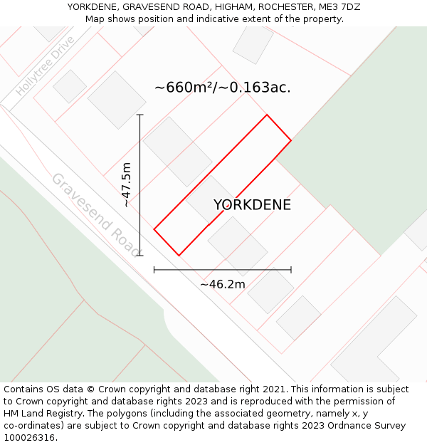 YORKDENE, GRAVESEND ROAD, HIGHAM, ROCHESTER, ME3 7DZ: Plot and title map