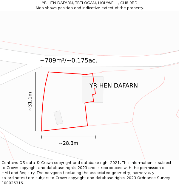 YR HEN DAFARN, TRELOGAN, HOLYWELL, CH8 9BD: Plot and title map