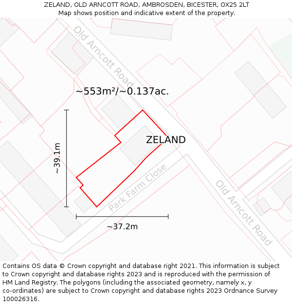 ZELAND, OLD ARNCOTT ROAD, AMBROSDEN, BICESTER, OX25 2LT: Plot and title map