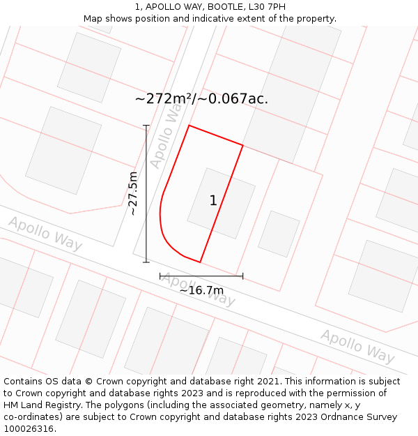 1, APOLLO WAY, BOOTLE, L30 7PH: Plot and title map