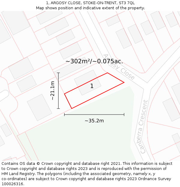 1, ARGOSY CLOSE, STOKE-ON-TRENT, ST3 7QL: Plot and title map