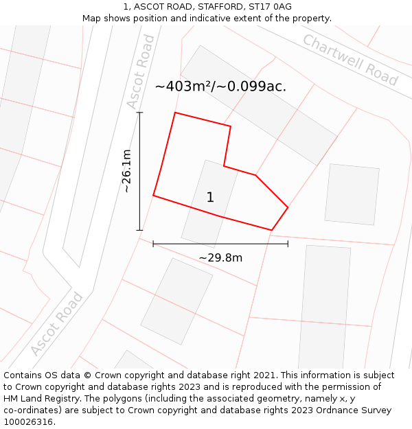 1, ASCOT ROAD, STAFFORD, ST17 0AG: Plot and title map