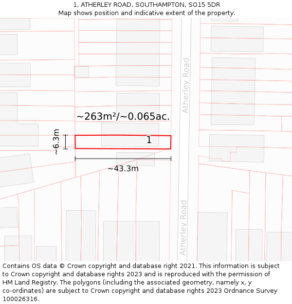 1, ATHERLEY ROAD, SOUTHAMPTON, SO15 5DR: Plot and title map