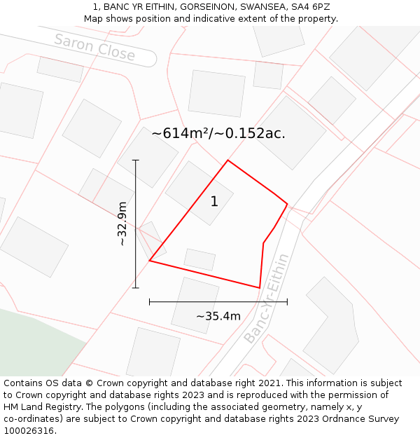 1, BANC YR EITHIN, GORSEINON, SWANSEA, SA4 6PZ: Plot and title map