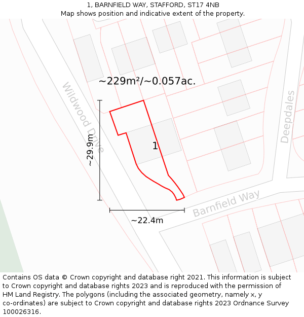 1, BARNFIELD WAY, STAFFORD, ST17 4NB: Plot and title map