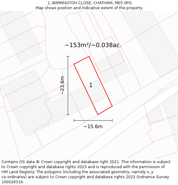 1, BARRINGTON CLOSE, CHATHAM, ME5 0PG: Plot and title map