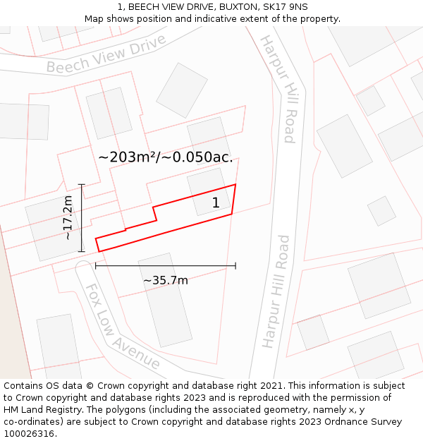 1, BEECH VIEW DRIVE, BUXTON, SK17 9NS: Plot and title map