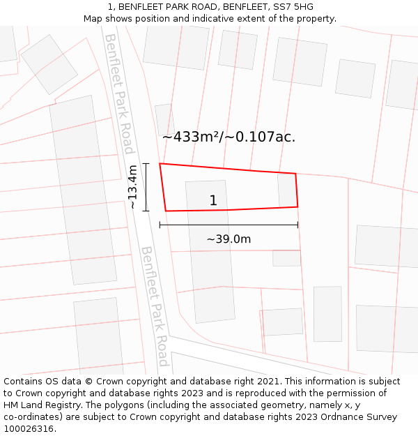 1, BENFLEET PARK ROAD, BENFLEET, SS7 5HG: Plot and title map