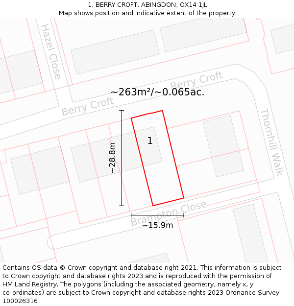 1, BERRY CROFT, ABINGDON, OX14 1JL: Plot and title map