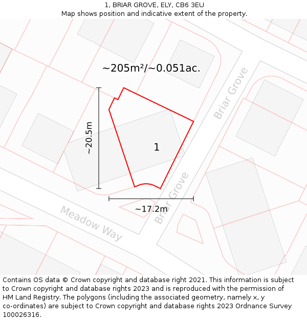 1, BRIAR GROVE, ELY, CB6 3EU: Plot and title map