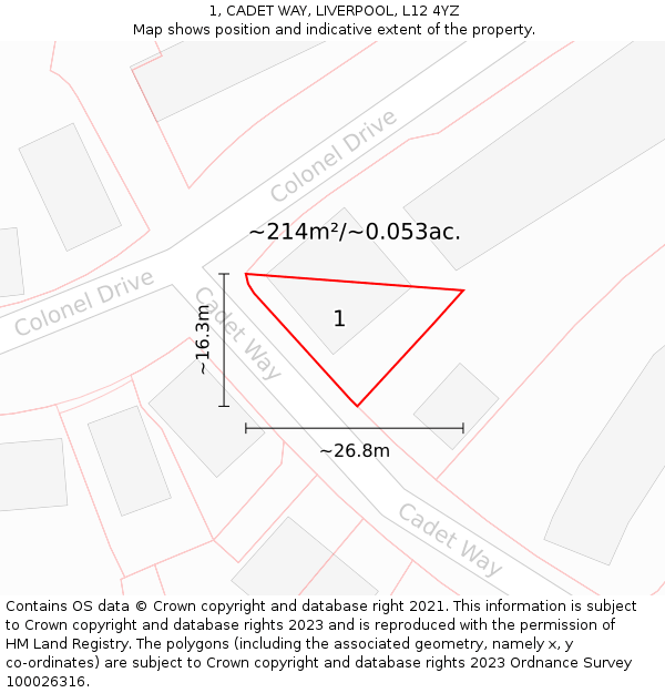 1, CADET WAY, LIVERPOOL, L12 4YZ: Plot and title map