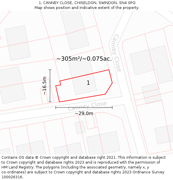 1, CANNEY CLOSE, CHISELDON, SWINDON, SN4 0PG: Plot and title map