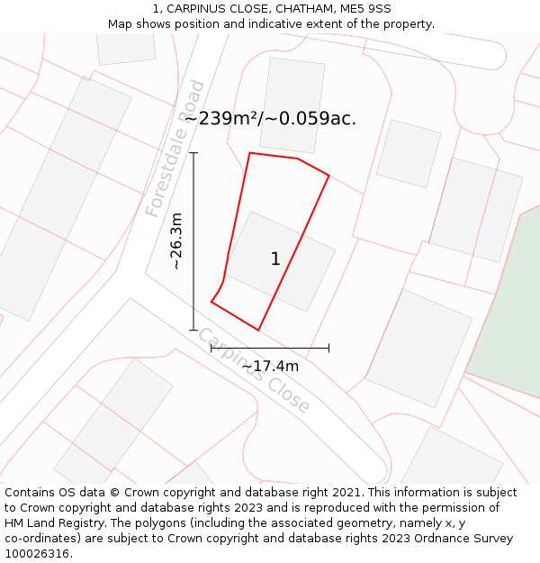 1, CARPINUS CLOSE, CHATHAM, ME5 9SS: Plot and title map