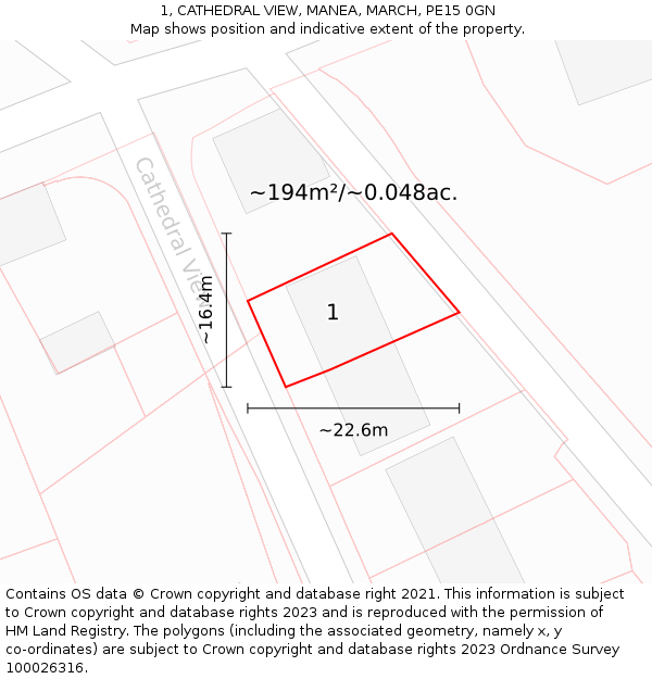 1, CATHEDRAL VIEW, MANEA, MARCH, PE15 0GN: Plot and title map